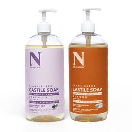 Dr. Natural Castile Liquid Soap Kit for Unisex - 2 Pc Kit 32oz Liquid Soap - Almond, 32oz Liquid Soap - Lavender