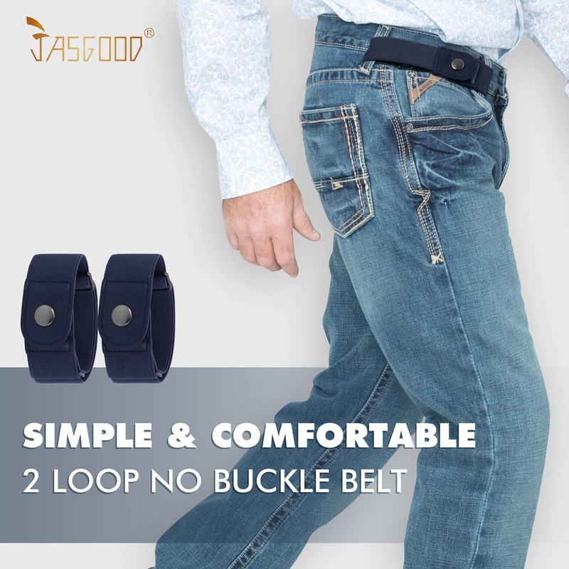 JASGOOD 2 Pack No Buckle Elastic Belt for Men Buckle