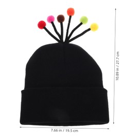 Beavorty Fashionable Knit Beanie with Colorful Pompom Warm Ear Covering Design for Cold Weather Soft Cozy Hat for Outdoor Sports and Everyday Wear Black