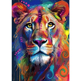 NAIMOER Lion Diamond Painting Kits for Adults, DIY 5D Diamond Painting Animal, Full Drill Colorful Lion Diamond Art Kits Art Pictures Perfect for Relaxation and Home Wall Decor 30x40cm