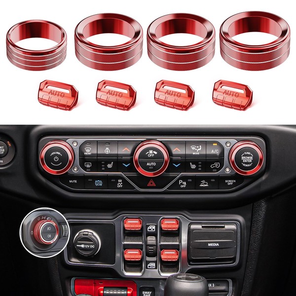 DIAMOOKY 8PCS Metal Button Knob Cover for Jeep Wrangler JL