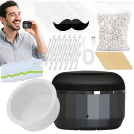 Hzuisst Nose Waxing Kit for Men, Portable Wax Kit for Hair Removal, USB Rapid Heating Mini Wax Pot with 100g Wax Beads, 30 Nose Ear Waxing Sticks, 20 Moustache Stencils, 10 Applicators for Women Men