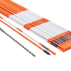 VEVOR Driveway Markers, 30 PCS 48 inch, 0.31 inch Diameter, Orange Fiberglass Poles Snow Stakes with Reflective Tape, 12" Steel Drill Bit & Protection Gloves for Parking Lots, Walkways Easy Visibility