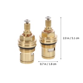 ULTECHNOVO Brass Bathroom Sink Faucet Valve Stem - 2Pcs Hot/Cold Ceramic Disc Stem Quarter Turns 1/2,50mm x 10mm Spline Length 20 Teeth Bathroom Faucet Replacement