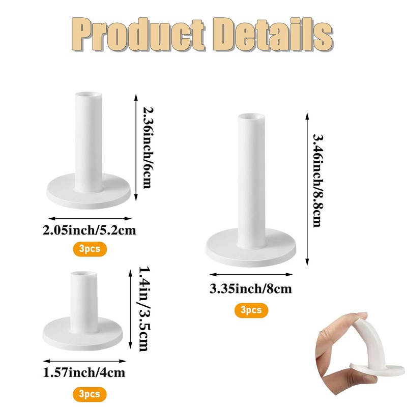 9 Pcs White Golf Rubber Tees for Practice and Driving