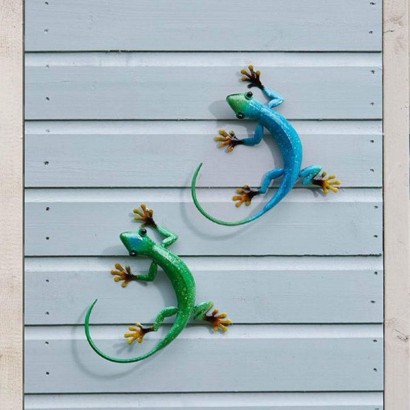 Flamboya Outdoor Decorative Gecko Wall Art Ornament in Azure Blue
