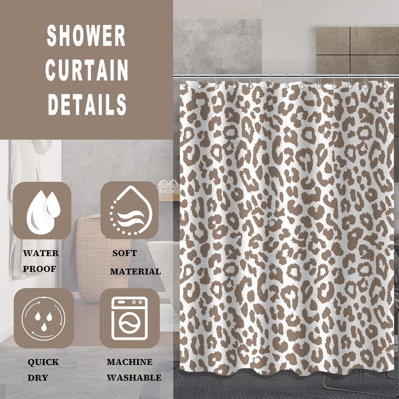 ZTTXL Leopard Cheetah Shower Curtain (72" x 72"), Dark brown