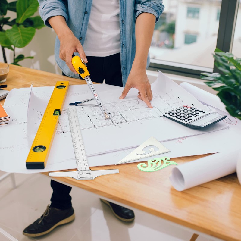 Frienda 5 Pieces Drafting Tools 12 Inch T-Square Ruler Plastic