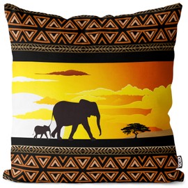 VOID Africa Elephant Giraffe Cushion Cover Sofa Cushion Decorative Outdoor Cushion Size: 50 x 50 cm