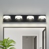 Lanhall 4-Light LED Bathroom Light Fixture Modern Black Vanity Light