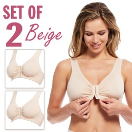 Carole Martin Women's Wire Free Full-Freedom Cotton Bra 2 Pack Beige