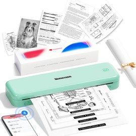 Phomemo Phomemo M834 Portable Printer, Wireless Bluetooth Thermal Printer, Support Multi-Size Thermal Paper, Compatible with iOS, Android & PC, Mobile Printers for Travel, Office, School, Green