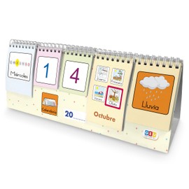 Juegos didácticos para niño y niña I calendario de escritorio con pictogramas autismo en español I Material educativo I Juguetes Montessori I Terapia del habla I Editorial GEU