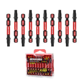 Geinxurn 10Pieces 2 In. T20 Impact Tough Magnetic Screwdriver Bit Set, #20 Torx Head Power Bits, S2 Alloy Steel Star Bits with Storage M-Box
