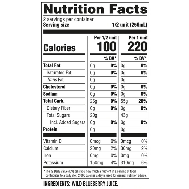 Wyman's Wild Blueberry Juice, 100% Juice, No Sugar Added, Not