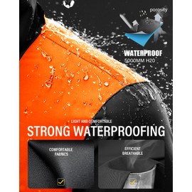 iCreek Rain Suit Waterproof Jacket and Trouser Suit Raincoat for Men and Women Outdoor All-Sport Breathable Anti-storm (Black/Orange, M)