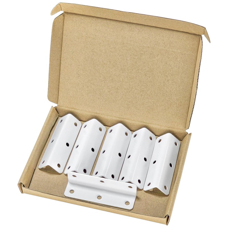 6 PCS Stainless Steel Corner Braces,L-Shaped Extended Fastening Brackets (White)