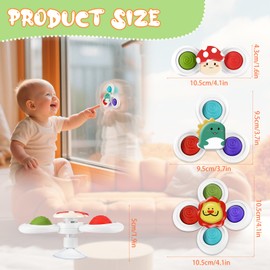 Tapvai Pack of 3 Suction Cup Toy Baby, Spinner Baby Relieves Anxiety with Suction Cup, Toy Children with Spiral Patterns, Fidget Spinner for 1-6 Years Gifts for Bathtub