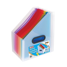 13 Part A4 Desktop Expanding File Portrait Organiser With Coloured Index Tabs