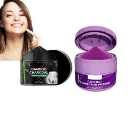 Dyceittdia 2 x Teeth Whitening Powder, 30 g Bamboo Charcoal Tooth Powder + 30 g v34 Whitening Tooth Powder, Teeth Cleaning Powder, Cleans Stains and Tartar, Fresh Breath, Toothpastes (07)