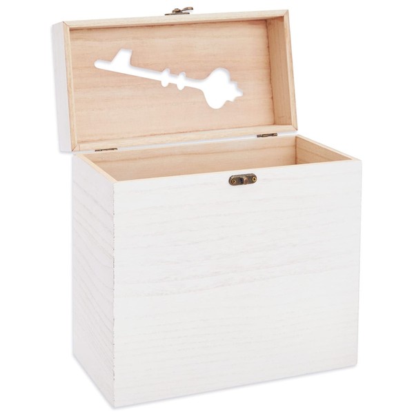 Juvale Wooden Wedding Card Box for Reception With Clasp and Slot, 9.75 x 5 x 10 Inches (White)