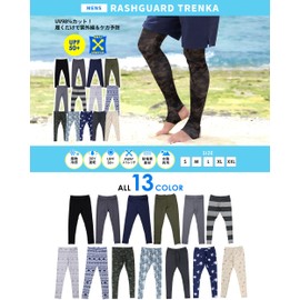 FELLOW Men's Rash Guard Rash Guard with 12 Colors and Patterns, Long Pants, UV Protection, UPF 50 + Amphibious, Rash Pants, native navy