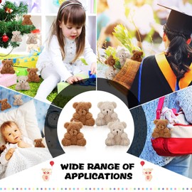 Chivao 20 Pcs Christmas Mini Plush Bears 4'' Small Bear Bulk Stuffed Animal Toys Tiny Soft Bear Doll Present Stuffers for Keychain Baby Shower Favors Wedding Party(Brown, Apricot, Pink, Purple)