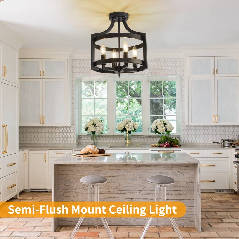 AOLALA Plug in Chandelier Black Farmhouse Pendant Light Fixture, Adjustable