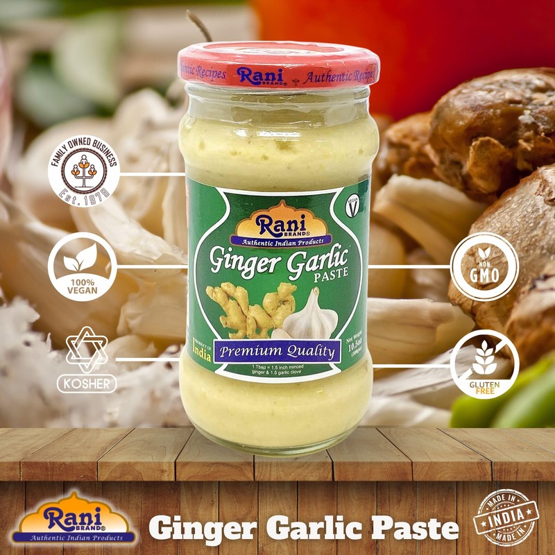 Rani Ginger Garlic Cooking Paste 10.5oz (300g) Glass Jar ~