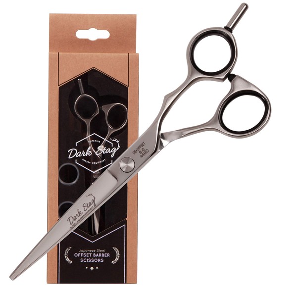 Dark Stag DS+ Offset Professional Hairdressing Scissors - Heat Treated Durable Stainless Steel for Ultimate Hairdressing, Cutting and Styling (7")