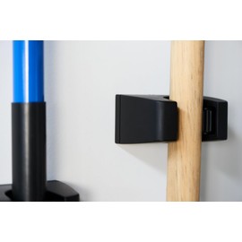 Duck EasyMounts Mop and Broom Holder - Heavy Duty Wall Mount Rack for Home Organization and Storage - No Tool Install - Holds Up to 15 lbs - Black, Pack of 1 Hook & All Hanging Hardware