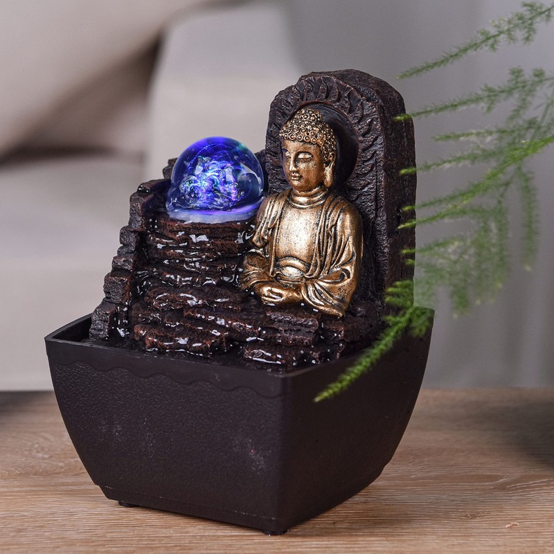 Theravada Zen'light Indoor Fountain Buddha Zen Colourful LED Light -