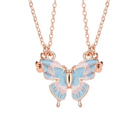Magnetic Butterfly Necklaces for 2 Best Friends Christmas Birthday Gifts for Girls Blue Matching Friendship Necklaces for Two Girls Bestie BFF Best Friend Forever Gift