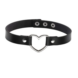 JJDreams Heart Choker Women's Leather Choker Collar Black Choker Gothic Punk Rock Collar Jewellery, Faux Leather, No Gemstone