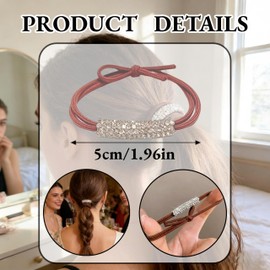 6Pcs Rhinestone Hair Scrunchies Crystal Hair Ties, Elastic Ponytail Holder Fashion Headbands Bling Sparkles Hair Accessories for Women Girls (khaki)