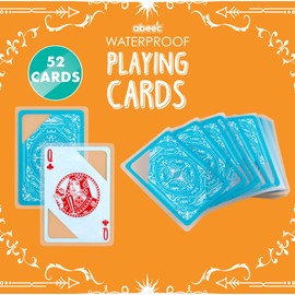 abeec Waterproof Playing Cards | 52-Card Deck with Unique Transparent Design | Durable PVC Cards in Waterproof Plastic Case | Perfect for Travel, Poolside, Beach, Camping, and Outdoor Games