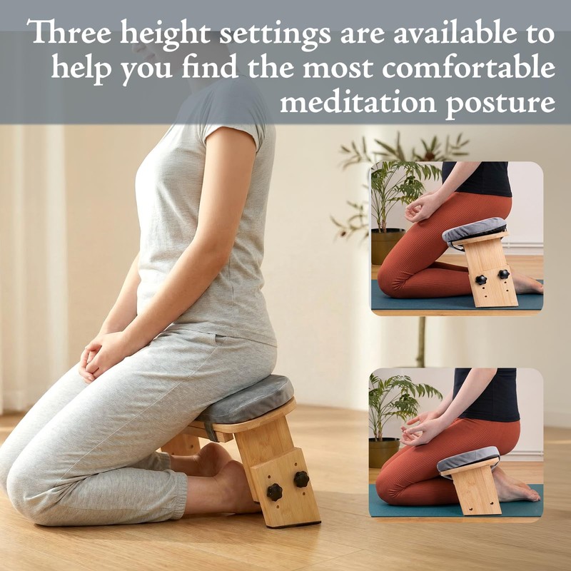 COZFUR Adjustable Height Meditation Bench with Velvet Cushion