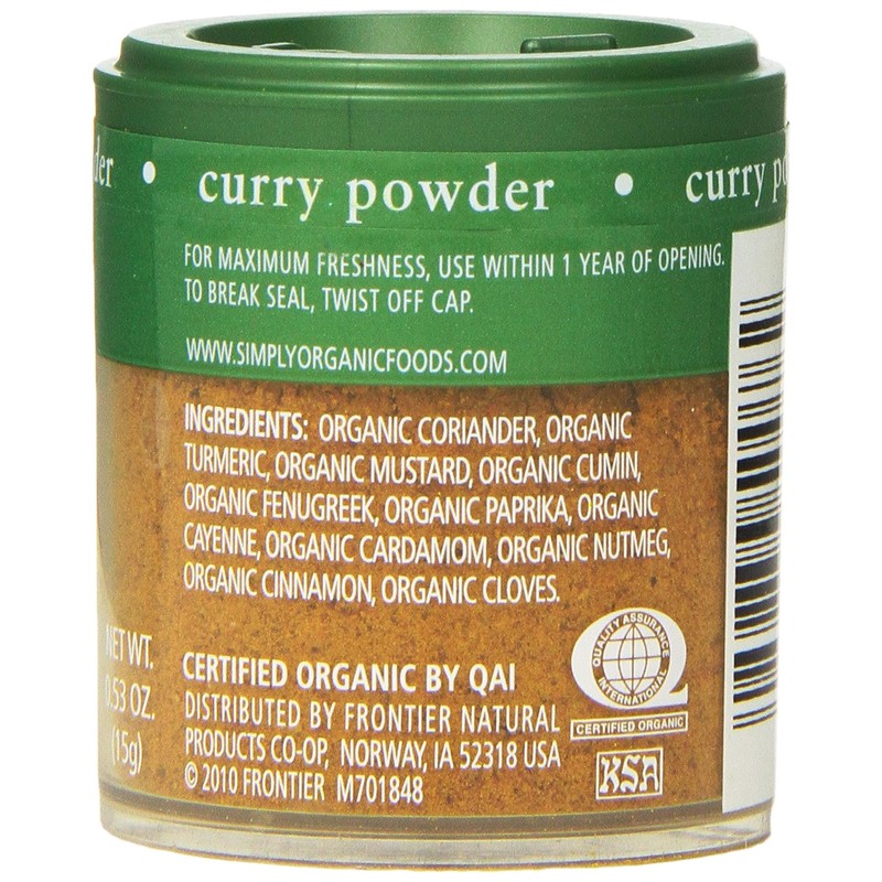 Simply Organic Curry Powder, Certified Organic | 0.53 oz |