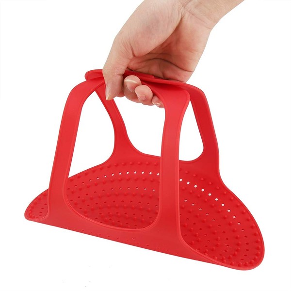 Silicone Turkey Lifter, Heat Resistant Non-Stick Poultry Lifter Turkey Sling Cooking Mat Baking Pan Kitchen Tool, 23.2 x 12.4 in(red)