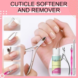 Saviland Cuticle Remover -60ML Cuticle Remover Cream with Cuticle Trimmer, Cuticle Nipper and Cuticle Pusher for Professional Nail Manicure