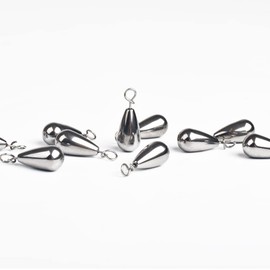 MUUNN Tungsten Fastach Teardrop Weight, Tungsten Drop Shot Weights, Fastach Fishing Sinkers Kit for Drop Shot Rig,97% Density Tungsten Fishing Weights-10Pack（Plain,1/4oz