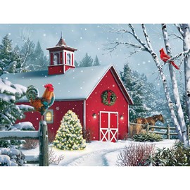 Bits and Pieces - 300 Piece Jigsaw Puzzle for Adults 18"X24" - Winter Barn II - 300 pc Jigsaw by Artist Alan Giana