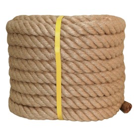 Twisted Manila Jute Rope (1 Inch x 50 Feet) Natural Thick Hemp Rope for Crafts, Nautical, Railing, Hammock, Decorating