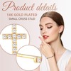 GlamRays 14K Gold Plated Small Cross Stud Earrings, Hypoallergenic Pave