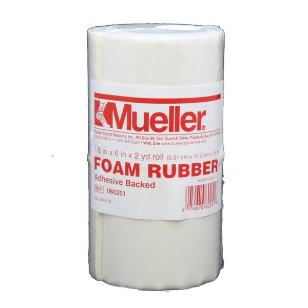 Mueller Foam Rubber - Adhesive Backed, Open Cell, 1/8" x 6" x 2 yd roll