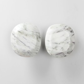 Emily&Sarah Italian Roman Ivory Travertine Door Handle Pair – Through Bolt Floating Matte Finish Pull, Easy to Install | Customizable Styles & Logo Engraving, (Classic Blue and White)