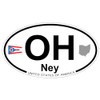 US Decal, Inc. Ney, Ohio Oval Sticker with State Flag