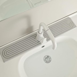 Kitchen Faucet Absorbent Mat, Diatomite Fast Drying Stone Faucet Mat for Kitchen,Instant Quick Drying Stone Mat Around Faucet (Grey, 15.7" x 3.9")