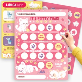 Cat Potty Training Reward Chart x10 pcs - Kids Reward Chart for Boys Girls - Sticker Chart for Potty Training - Toddler Routine Chart Toilet Training Reward Chart by Central 23