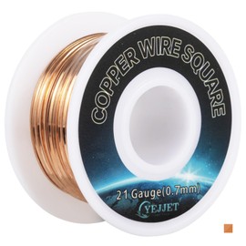 YEJJET 21 Gauge 99.9% Pure Square Copper Wire Soft Copper Wire for Jewelry Making 30 Ft